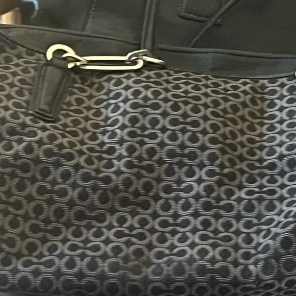 VTG Coach Madison needlepoint Black and Gray Patterned Tote Bag 320-26767 - Picture 9 of 12